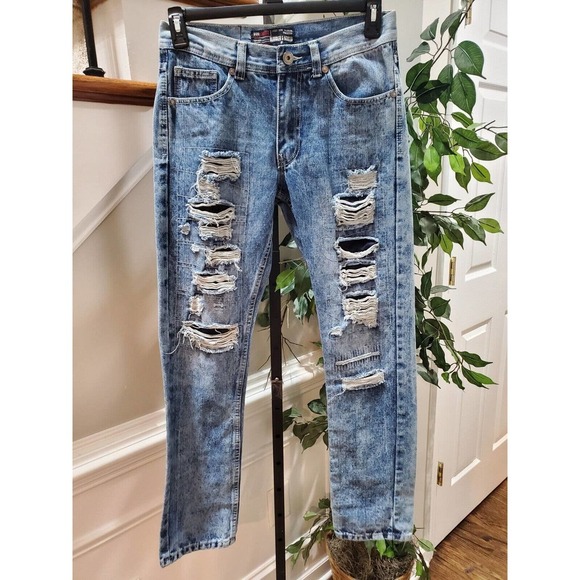 Bleecker & Mercer Men's Blue Denim Cotton Mid Rise Skinny Legs Jeans Pant 30/32 - Picture 1 of 10